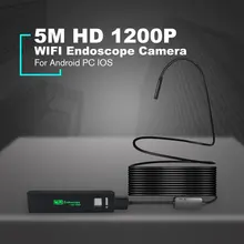 wifi эндоскоп камера HD 1200 P 5 м водонепроницаемый 110A жесткий провод 8 мм 8 светодиодный бороскоп камера для Android для ПК ios эндоскоп