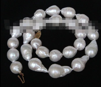 

AA 0033080 natural 18" 22mm baroque white Reborn keshi pearls necklace