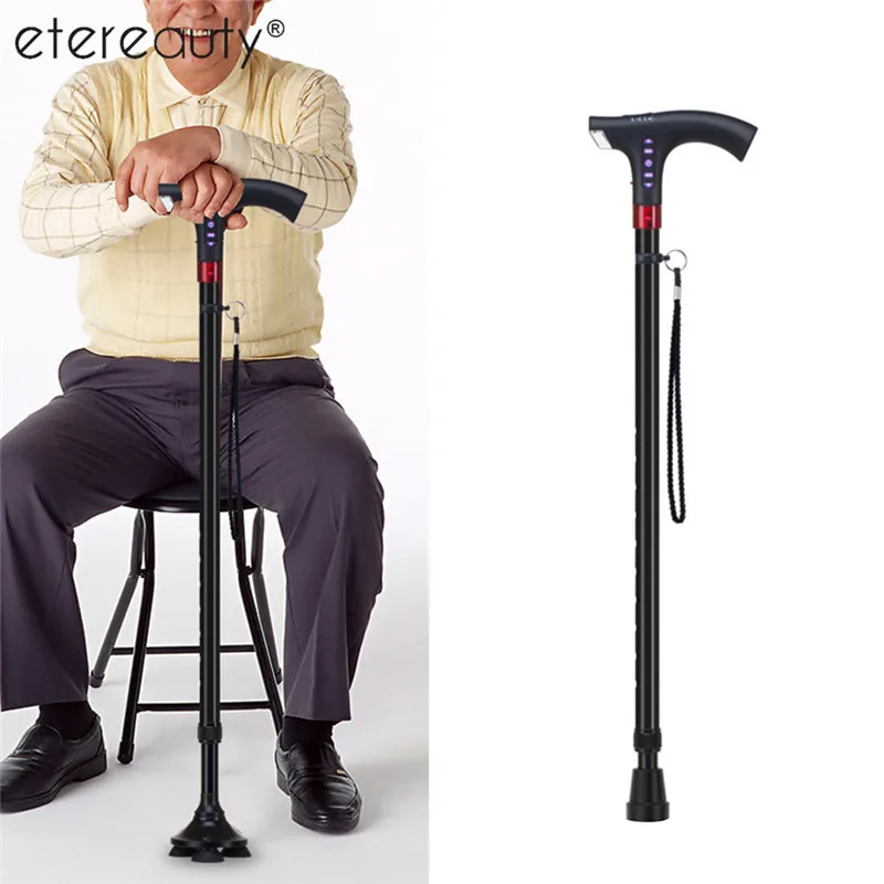

ETEREAUTY Adjustable Flexible Smart Canes and Walking Sticks Led Light Easy Grip Handle for Elders