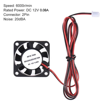 

2pcs Cooling Cooler Fan 3D Printer Anet 40 * 40 * 10mm DC 12V Brushless 2 Wire for Rap i3 DIY