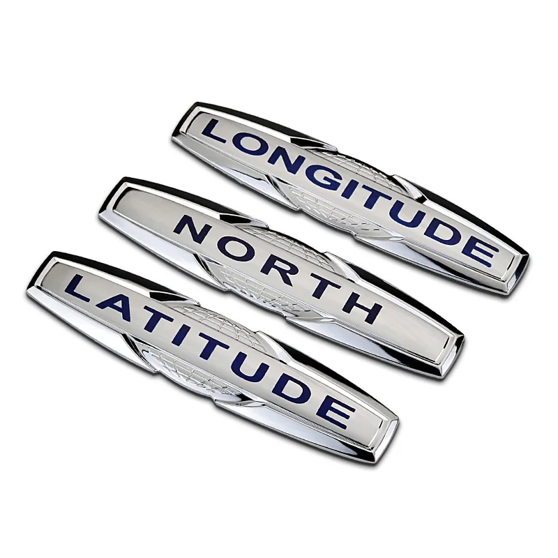 

Chrome Silver NORTH LONGITUDE LATITUDE Blue Logo Badge Car Emblem Fender Trunk 4WD AWD Sticker for JEEP Cherokee