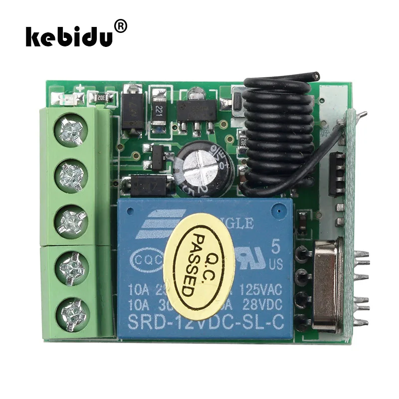

kebidu New 433Mhz Universal Wireless Remote Control Switch DC 12V 1CH relay Receiver Module RF Transmitter Remote Controls