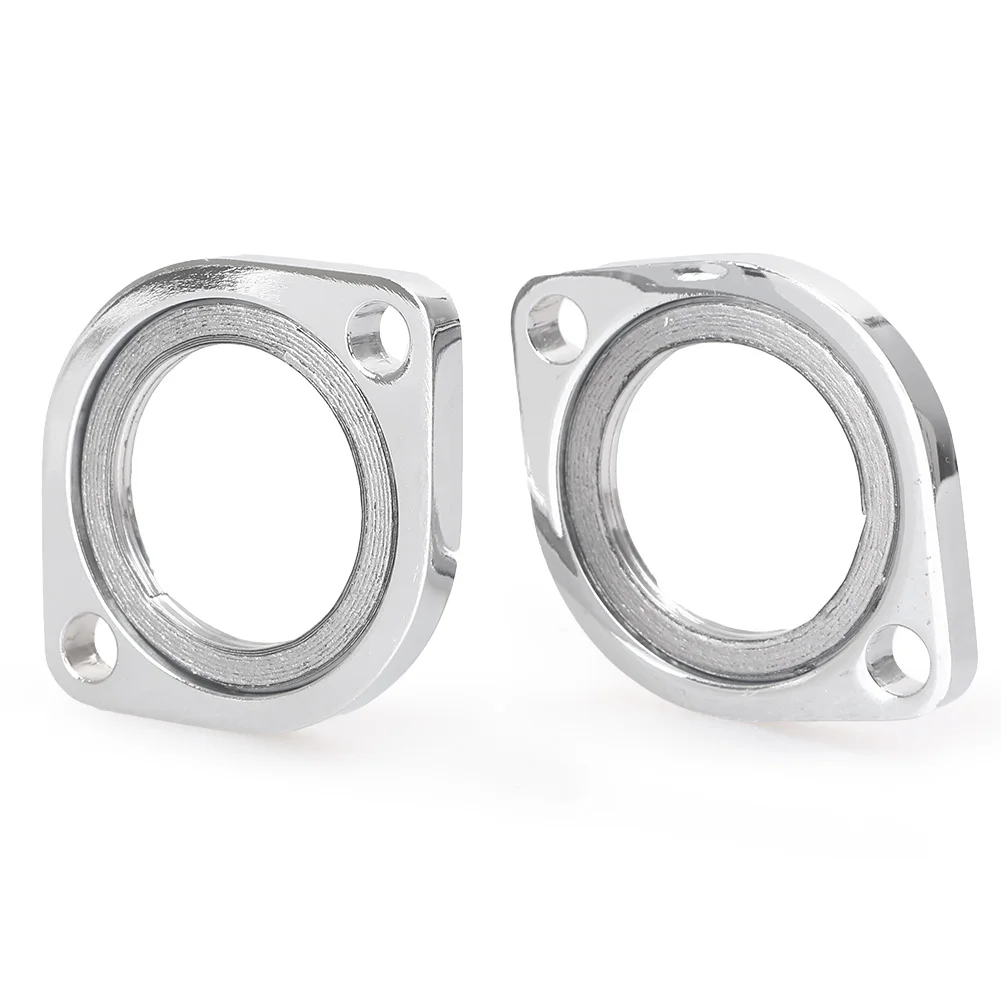 Motorcycle Exhaust Flanges w/ Retaining Ring for Harley Big Twin EVO Sportster Chrome 2PCS