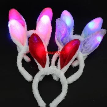 

600pcs LED Light Luminous Rabbit Ears Flashing Bunny Ears Headdress Head Hair Band Hoop Toy Kid Birthday Party Supplies FF071202