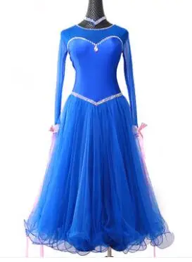 Бальное платье, бальные платья для соревнований, платье для танго, танцевальное платье, Бальные стандартные женские платья LXT1127 - Цвет: Синий