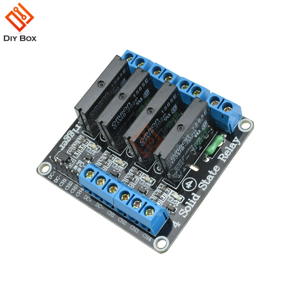 

5V 4 Channel SSR G3MB-202P Solid Relay Module with Resistive Fuse For Arduino