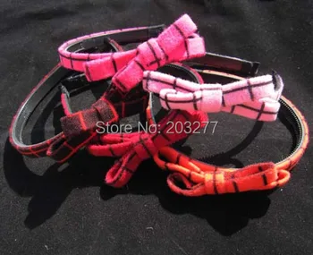 

Free Shipping!New 12pcs/lot check printed flannel fabric hair band hair accessory suit for gril