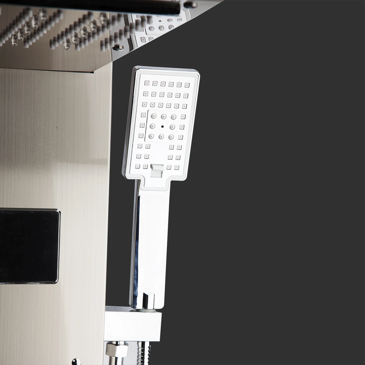 Clearance Monite Dark Grey Nickel Brushed  Digital Display Shower Panel Column LED Rain Waterfall Shower Spa Jets Bath Shower Mixer Faucet 4