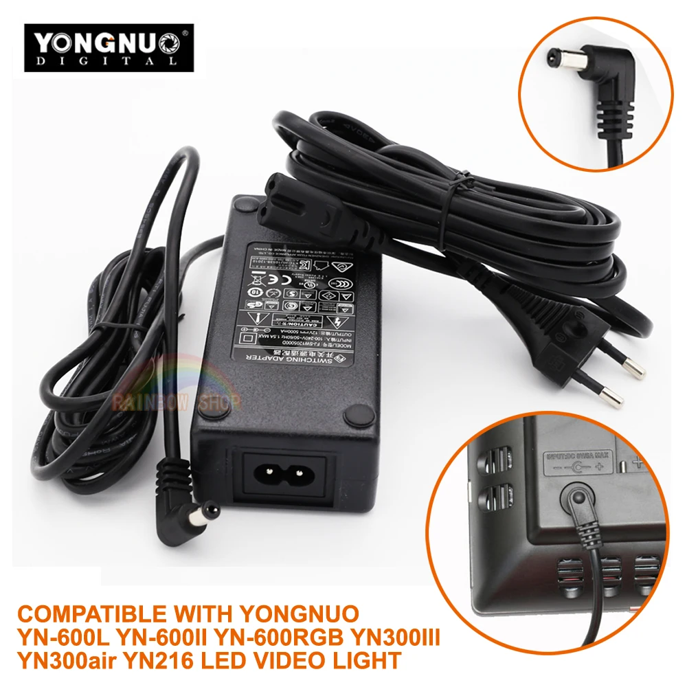 YONGNUO YN600 AC адаптер питания зарядное устройство AC к DC адаптер прошло тест CE для Yongnuo светодиодный видео свет YN600 YN600II YN300III