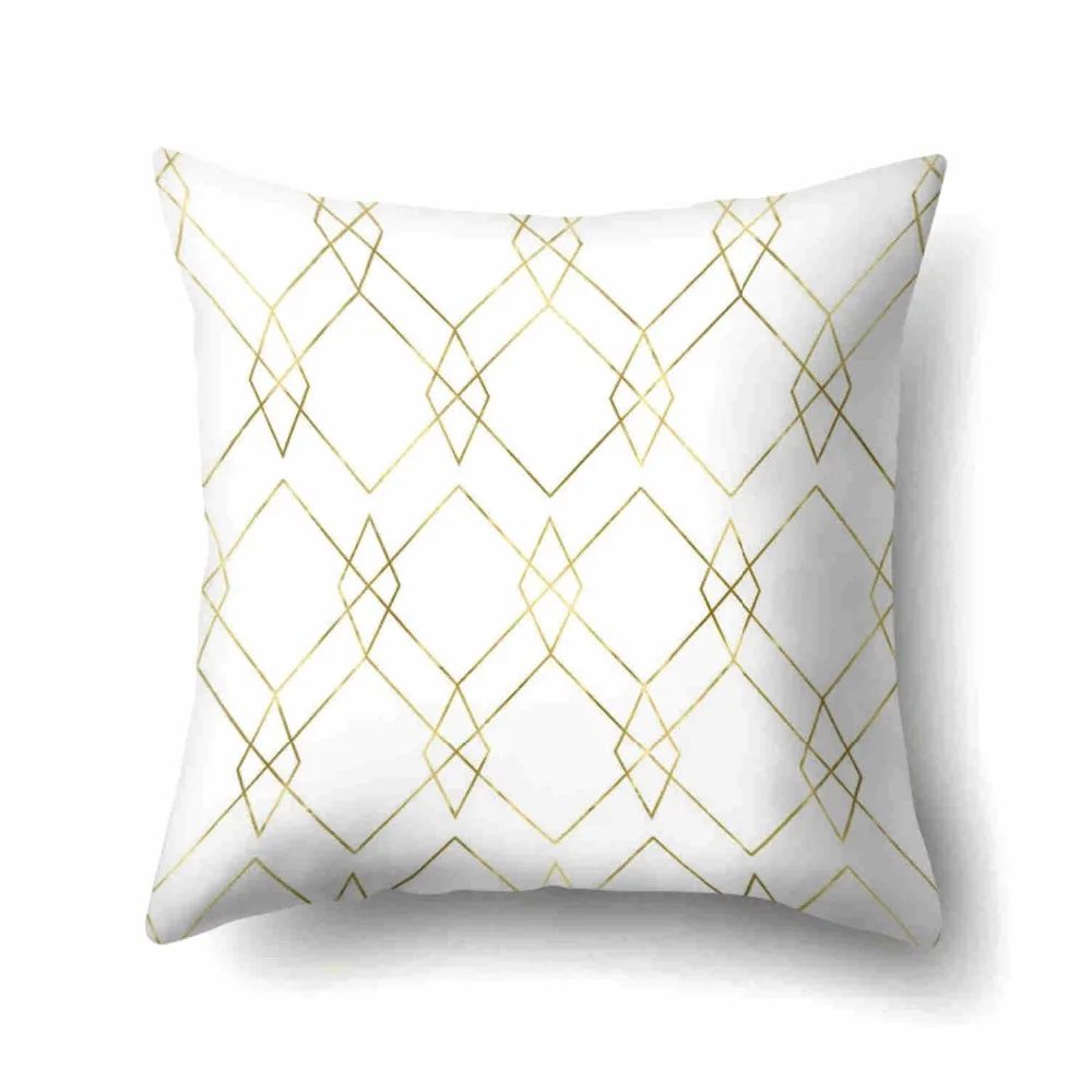 ordic Style Cushion  Gold And White Decorative Pillows Geometric Cushions Home Decor Throw Pillow