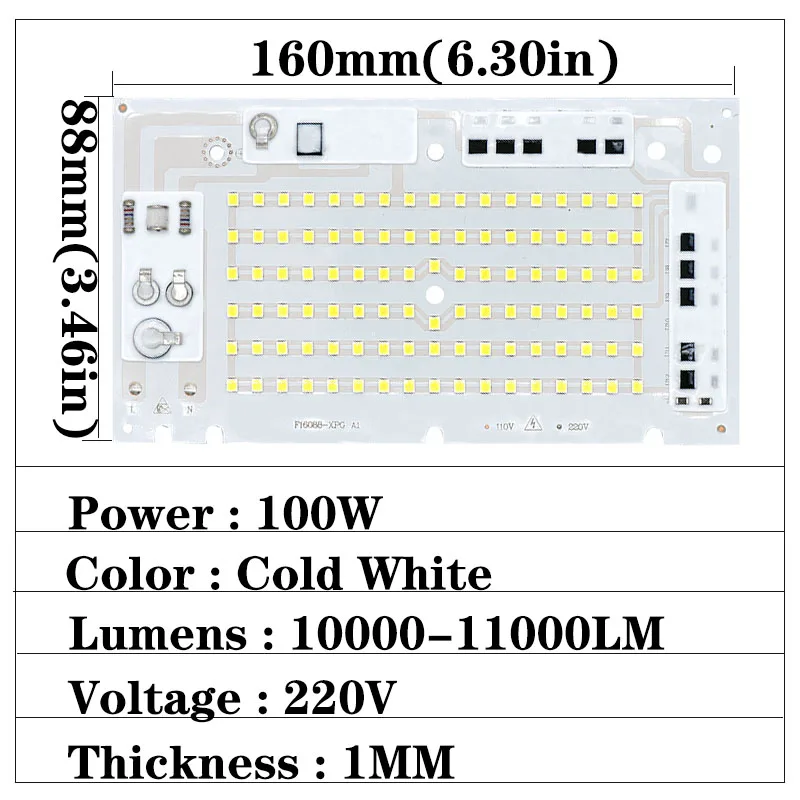 10 Вт 20 Вт 30 Вт 50 Вт 100 Вт чип для светодиодной лампы SMD2835 бисера Smart IC AC220V DIY для наружного прожектора холодный белый теплый белый для DIY - Испускаемый цвет: 100W 220V