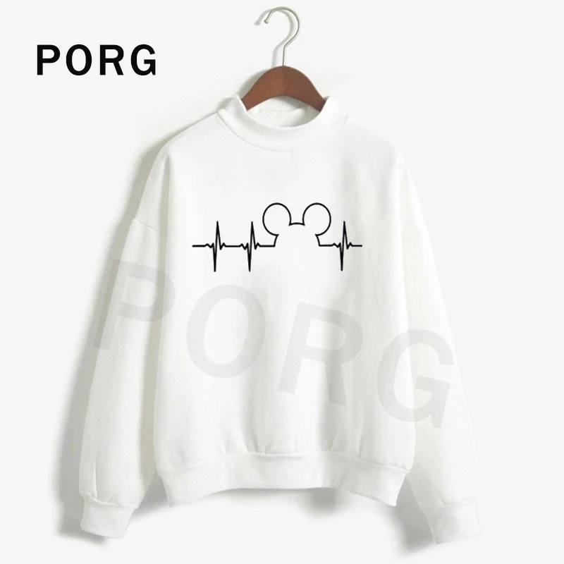 

Mickey Heartbeat Sweatshirt Round Neck Women Sweat Femme Winter Gothic Streetwear Harajuku Sudadera Mujer 2019 New Women Clothes