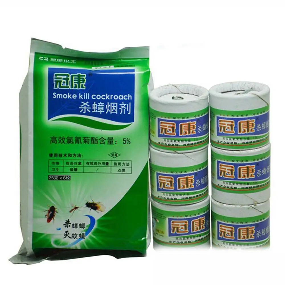 

6PCS Cockroach Killer Fumigant Cockroach Repeller Insect Roach Killer Anti Pest Reject Trap Pest Control Smoke Insecticide