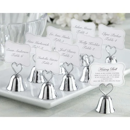 Online Whole Wedding Bell Favors From China Dhl Free Shipping 100pcs Lot Fashion Heart Bell Place Card Holder Wedding Favors Table