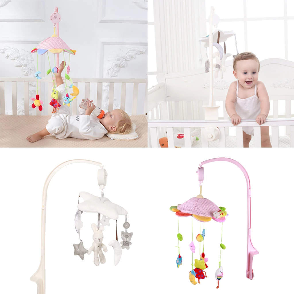 Baby Nursery Cot/Crib Mobile Toy with Soothing Musical Lullaby Sounds Play White & Pink Optional