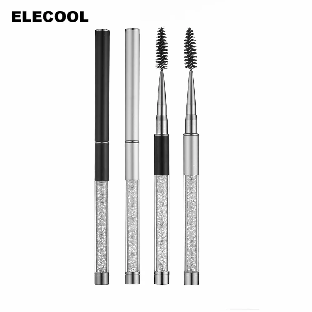 

ELECOOL 1pc Eyelash Extension Brush Rhinestone/plastic Handle Mascara Wands Applicator Spoolers Makeup Brush Comb 2 Color