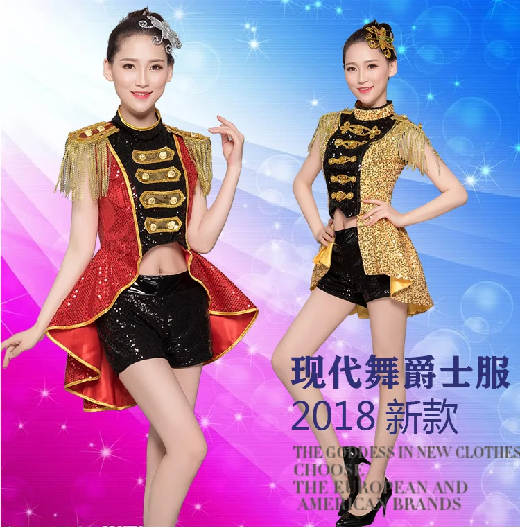 

Jazz Dance New Modern Dance Costume Sequins Adult Stage Drumming Dresses Dovetail Tassel Dance Wear