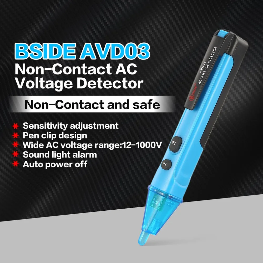 

BSIDE AVD03 Non-Contact AC Voltage Detector 12V~1000V Pen Style Tester Probe Sound Light Alarm Sensitivity Adjustment2019