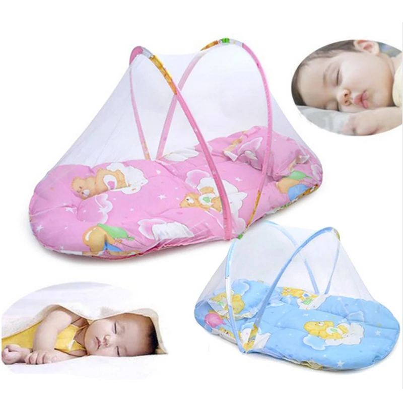 Baby Bed With Mattress And Pillow Super Soft Crib Mosquito Netting