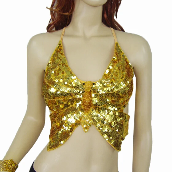 2018 Newest High quality brand new women cheap sequin belly dance sexy butterfly bra straps belly dancing costume bra