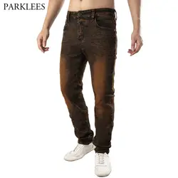 Бренд Рваные джинсы для Для мужчин 2018 осенью новый байкерские джинсы скинни брюки Для мужчин Hi Street Хип-хоп мыть хлопок джинсовые брюки