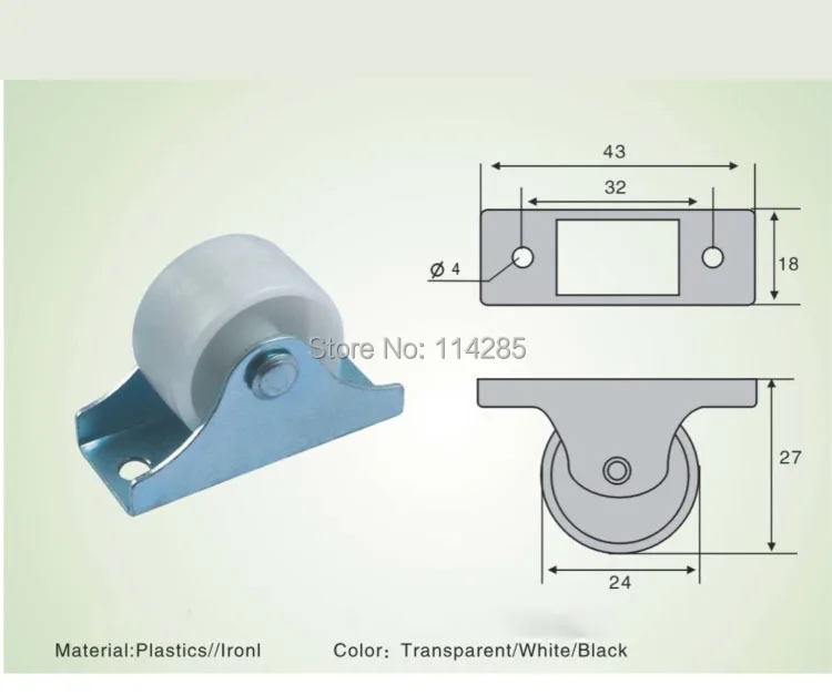 4 шт. белый пластик 24 мм Диаметр замена Мебели Колесико