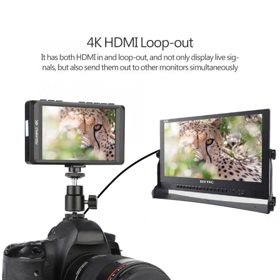 Feelworld FW450 фотомонитор 4," ips 4K камера HDMI монитор поля 1280x800 HD портативный lcd-монитор для DSLR камеры