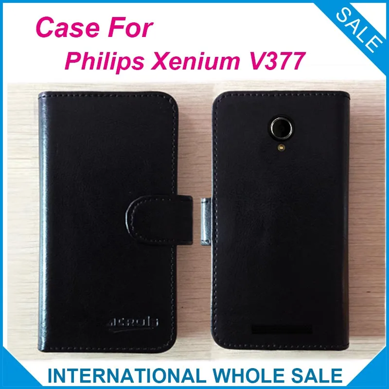 Лидер продаж! Чехол 2016 для Philips V377 6 цветов Эксклюзивный кожаный чехол высокого