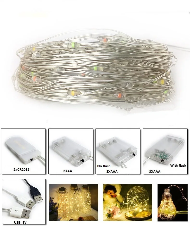 

1M 3M 2M 5M 10M Strings Copper Wire Battery Operated Christmas Wedding Party Decoration LED String Fairy Lights