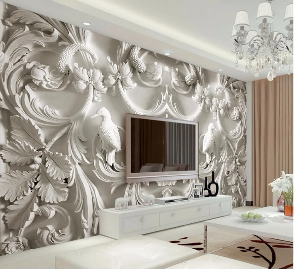 beibehang painting wall paper for living room background photo HD flowers  emboss 3D visual effects hotel badroom wallpaper mural