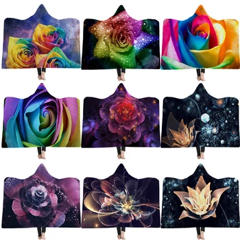 

SOFTBATFY 3D Flower Hooded Blanket Fleece Throw Blanket Dropshipping