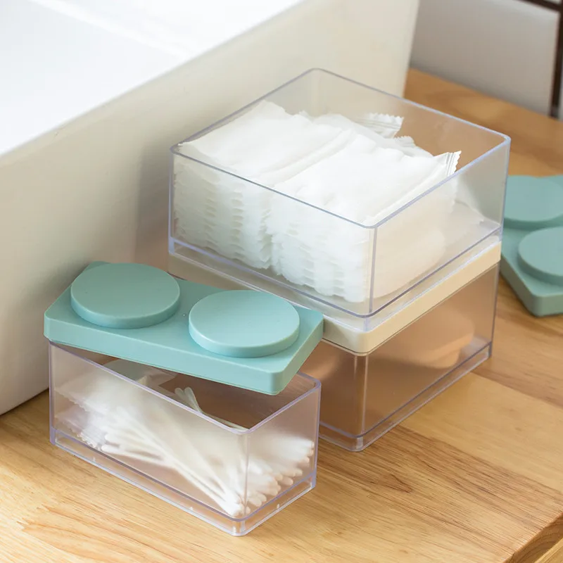 2PCs Transparent Office Storage Box With Lid Stackable Jewelry Cosmetic Lipstick Sundries Drawer Desktop Articles Organizer
