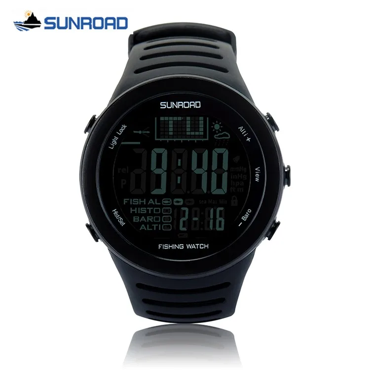 Мужские спортивные часы, Многофункциональные цифровые часы для рыбалки, все в одном, 5 АТМ, водонепроницаемые, барометр, альтиметр, термометр, часы для записи