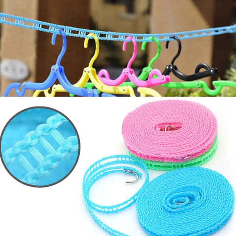 5m Antiskid Nylon Rope Clothesline Windproof Outdoor Drying Dresses Clothes Hanger Clothesline Rope Line Cord String Camping