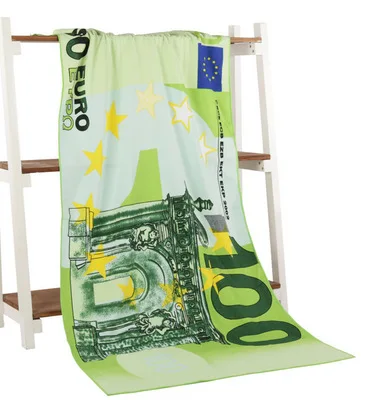 Microfiber Bath Towel for Men, Beach Towel, Flag Printed, USA, Body Washcloth for the Shower, New Euro Dollar, 70x140cm 3