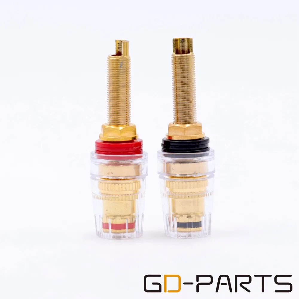 

1PC Gold Plated Brass Speaker Binding Post 4mm Amplifier Banana Connector Jack Terminal Long Thread Red Black Hifi Audio DIY