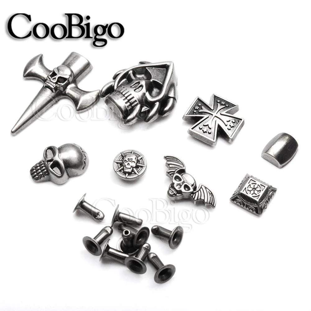 5set Pewter Skull Rivet Studs Spikes Punk Rock Diy Leather Craft Bracelet Apparel Cloth Shoe Bag Pets Collar Parts Accessories Garment Rivets Aliexpress