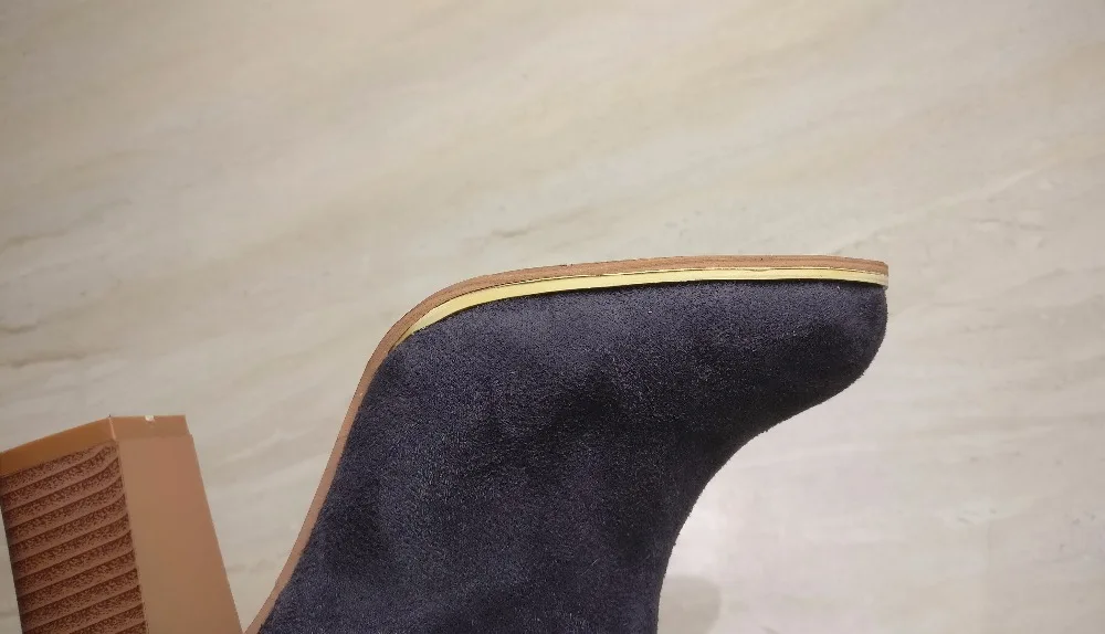 Aphixta/ г. Зимние ботинки до середины икры женские ботинки из коровьей замши на высоком каблуке Женская обувь на квадратном каблуке на молнии большой размер 43