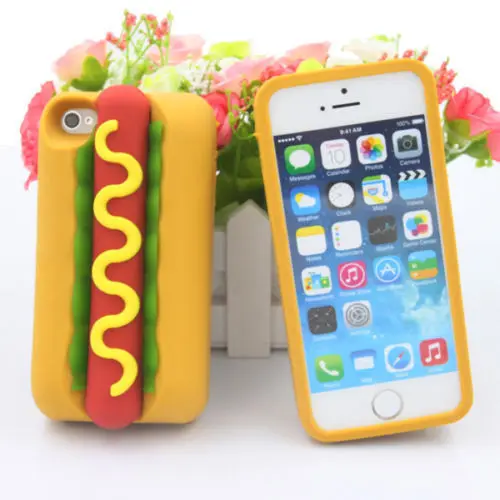 Для iPhone 6 6s 4," популярный 3D милый мультяшный Мягкий силиконовый чехол для телефона задняя крышка милый Единорог противоударный новейший чехол с животными - Цвет: Hot Dog