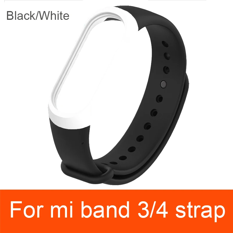 Mi Band 4 ремешок спортивные силиконовые часы браслет mi band 3 ремешок аксессуары mi Band 4 браслет smart для Xiaomi mi band 4 ремешок - Цвет: Black white