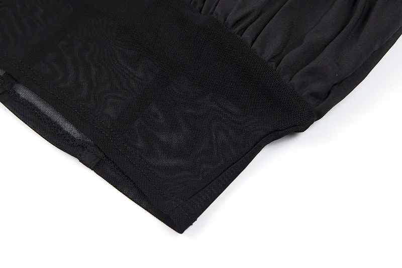 Hugcitar spaghetti straps mesh patchwork ruffles sexy camis 2019 summer women fashion party club streetwear solid crop tops