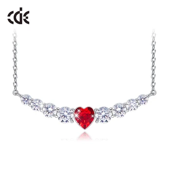 

CDE Heart Pendant Nacklace For Woman Collier Femme Embellished with crystals from Swarovski Necklace Charm Jewelry Collars