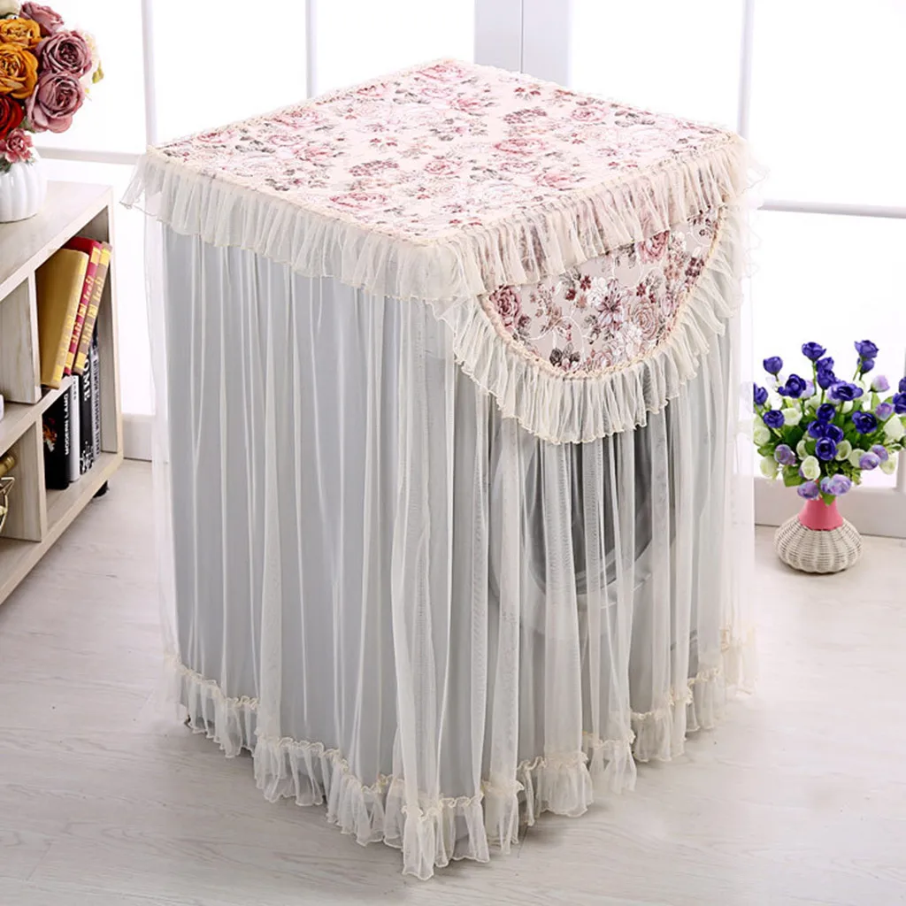 Champs Elysees Lace Ruffle Floral Washing Machine Dust Cover Protection Front Durable Soft Home Remodel your laundry Dust Cover