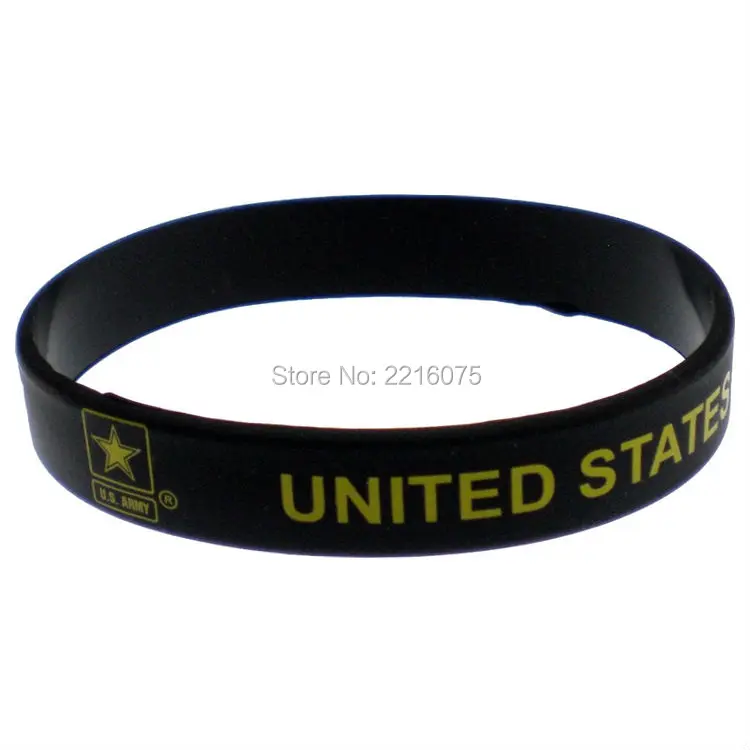 300pcs black United States Army Star silicone wristband rubber