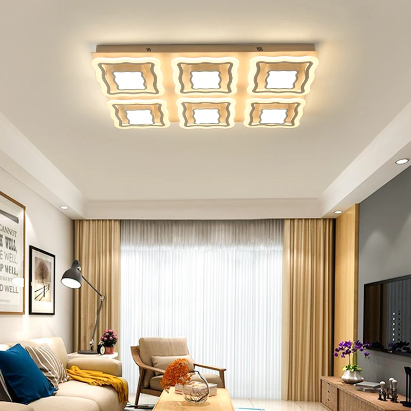

Chandelier lighting Modern for living room bedroom Rectangle shape white chandelier Remote control and dimmable Chandelier