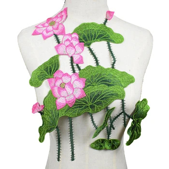 

Lotus Big Applique Embroidered Sew on Patches Flower Sticker Craft Repair Diy Home Decoration