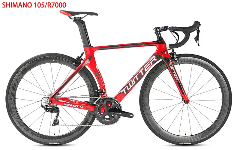 Cheap TWITTER Full Carbon 22 Speed Road Bicycle Bike Carbon Wheel All 105/R7000 22 Speed Transmission System 0