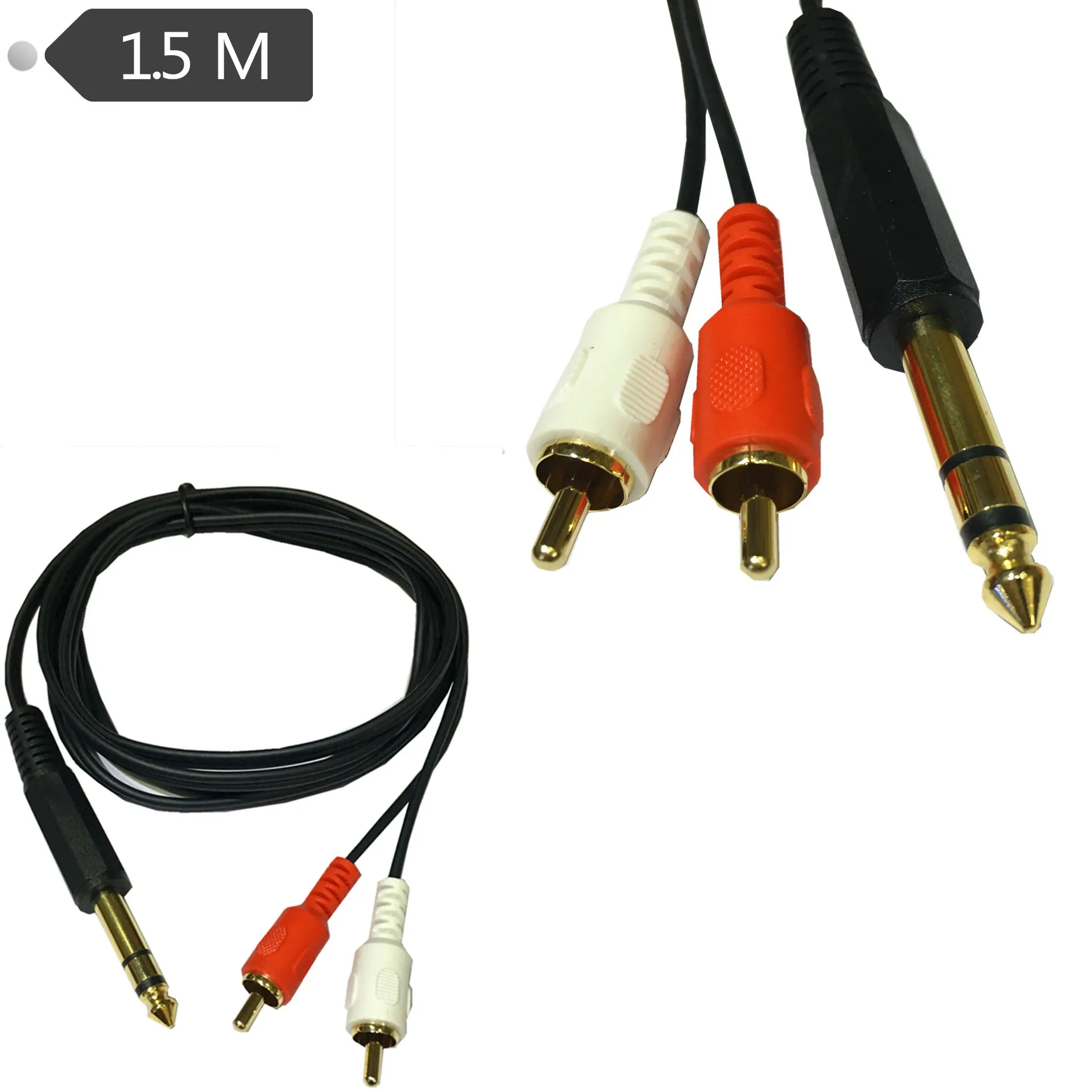 Штекер 6 35 мм штекер 2 RCA Phono Jack стерео аудио Y сплиттер кабель 1 5 м | Компьютеры и