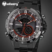 D’INFANTERIE Numérique Montres En Acier Plein Hommes Grand Cadran Sport Montres Homme Horloge Relogio Masculino Chronographe Dual Time Montres