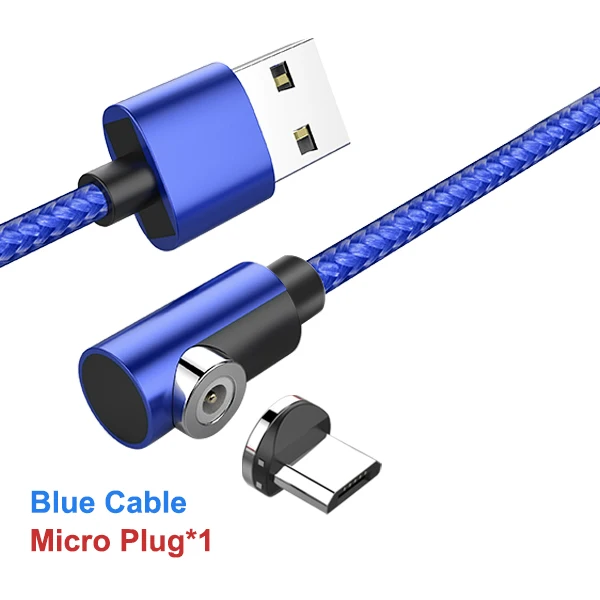 ACCEZZ Магнитный зарядный кабель освещение для iPhone X XR 7 XS Plus samsung S6 S7 huawei type-C Магнит Micro USB зарядный кабель 2 м - Цвет: For Micro usb Blue